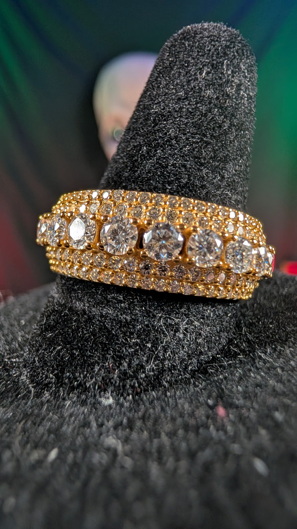 Galactic Ice Solar Dominion Moissanite S925 Sterling Silver Gold Plated Ring