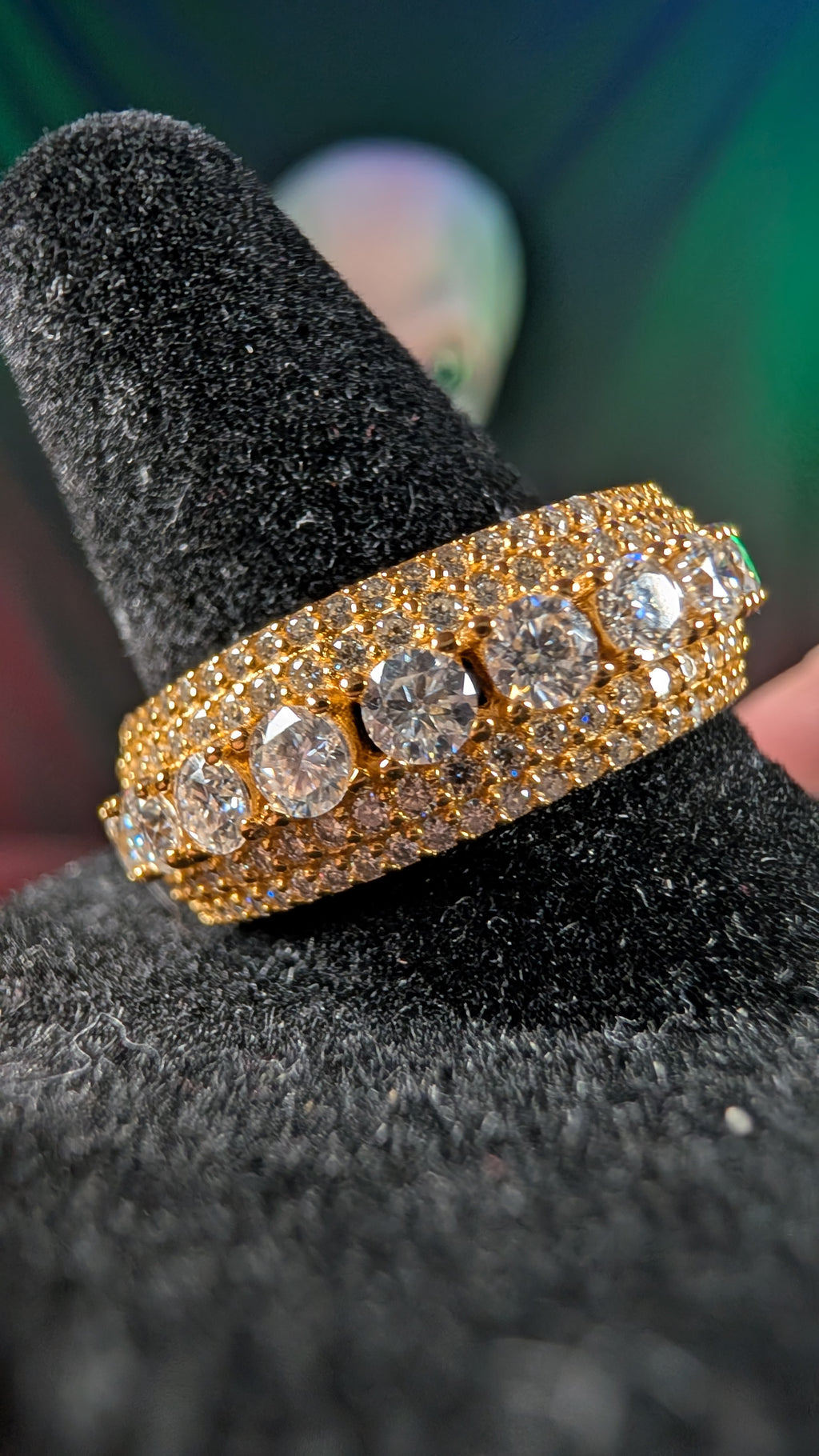 Galactic Ice Solar Dominion Moissanite S925 Sterling Silver Gold Plated Ring
