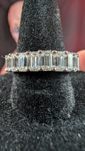 Galactic Ice Andromeda Ice Emerald Cut Moissantie S925 Sterling Silver Band