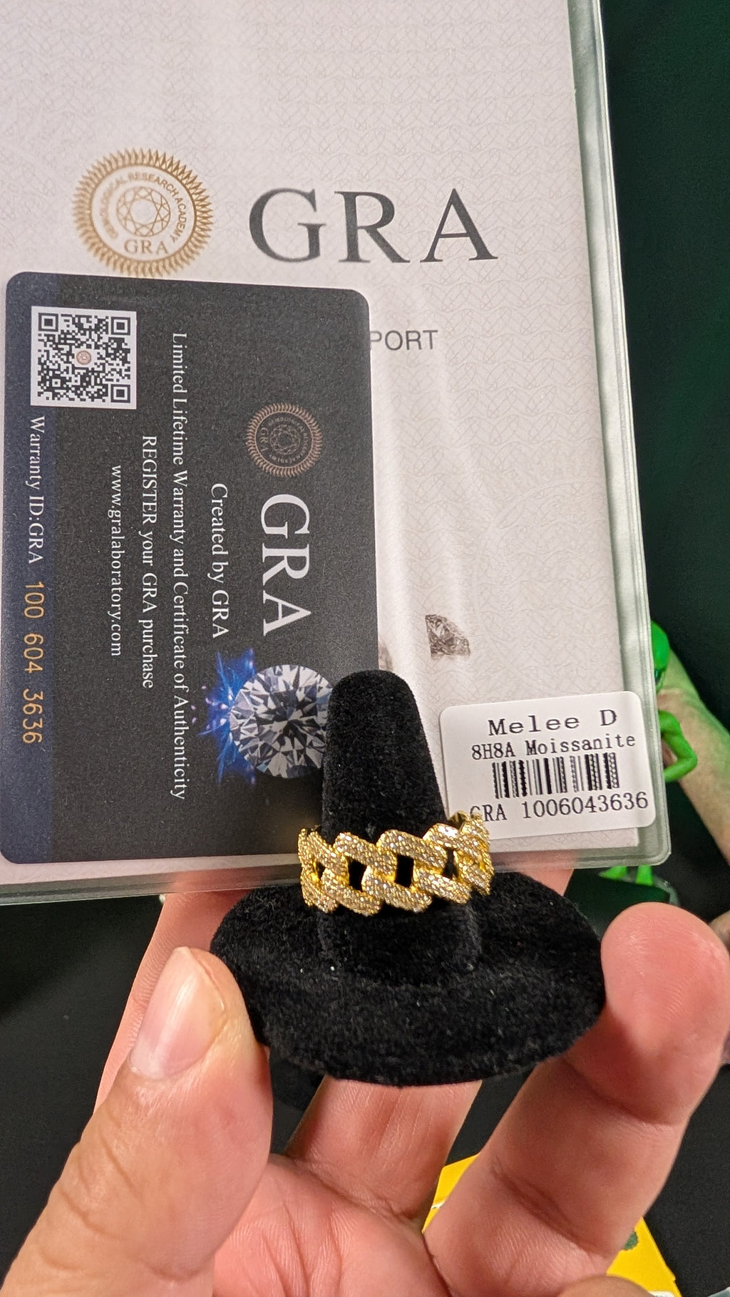 Galactic Ice Solar Flare Cuban Link Moissanite S925 Sterling Silver Gold Plated Ring