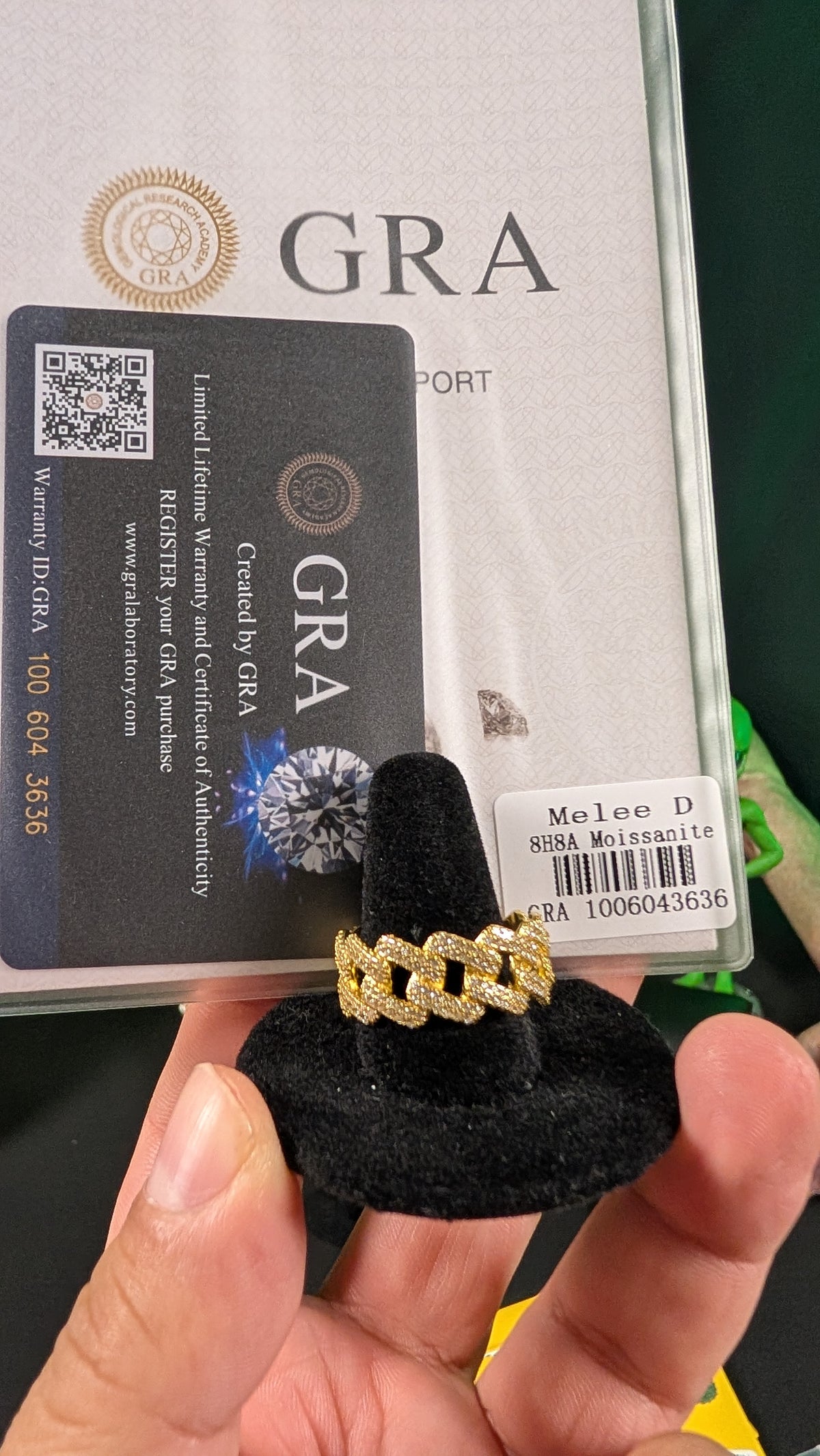 Galactic Ice Solar Flare Cuban Link Moissanite S925 Sterling Silver Gold Plated Ring