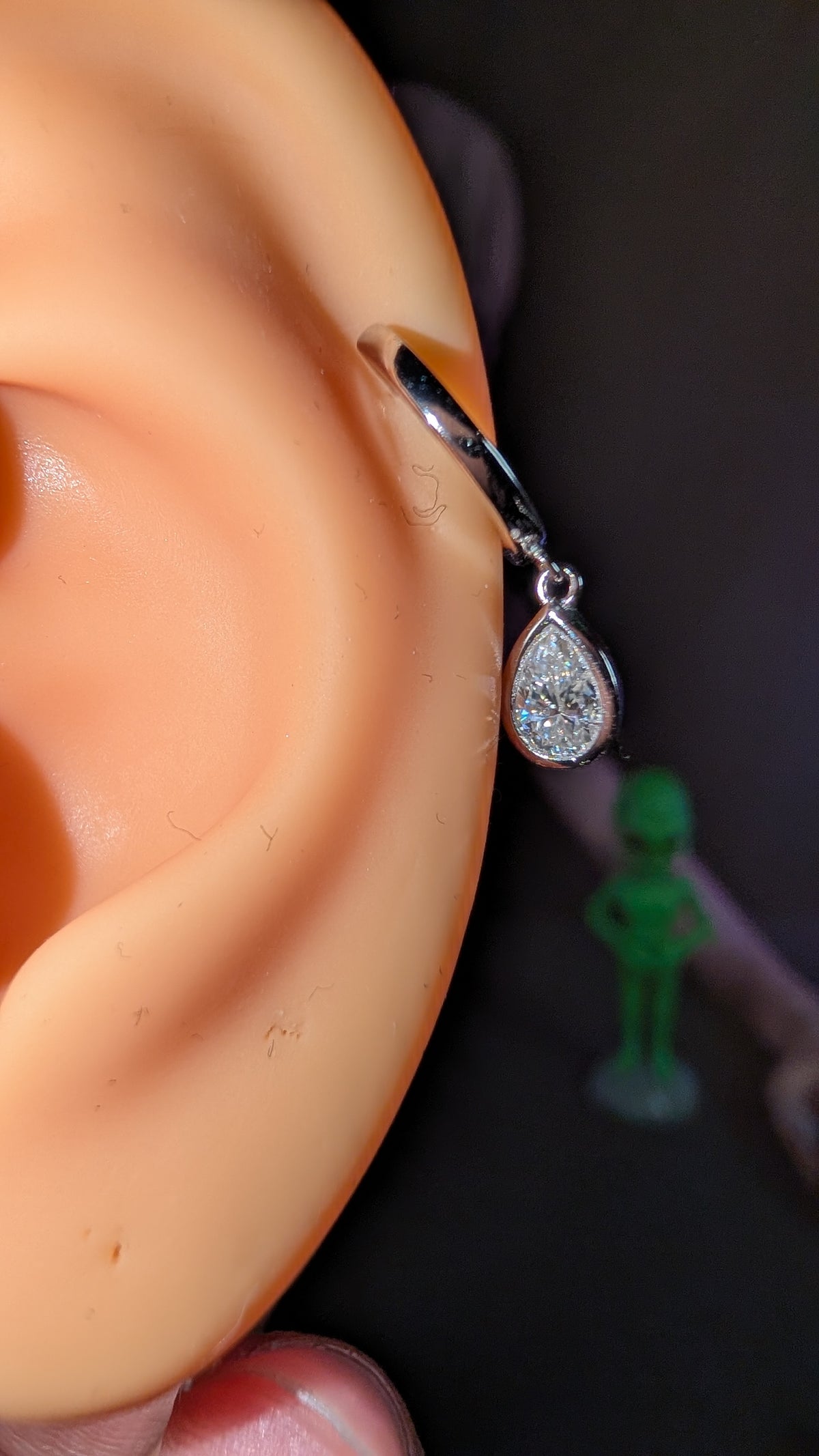 Galactic Ice Lunar Drop Moissanite Huggie Earring S925 Sterling Silver