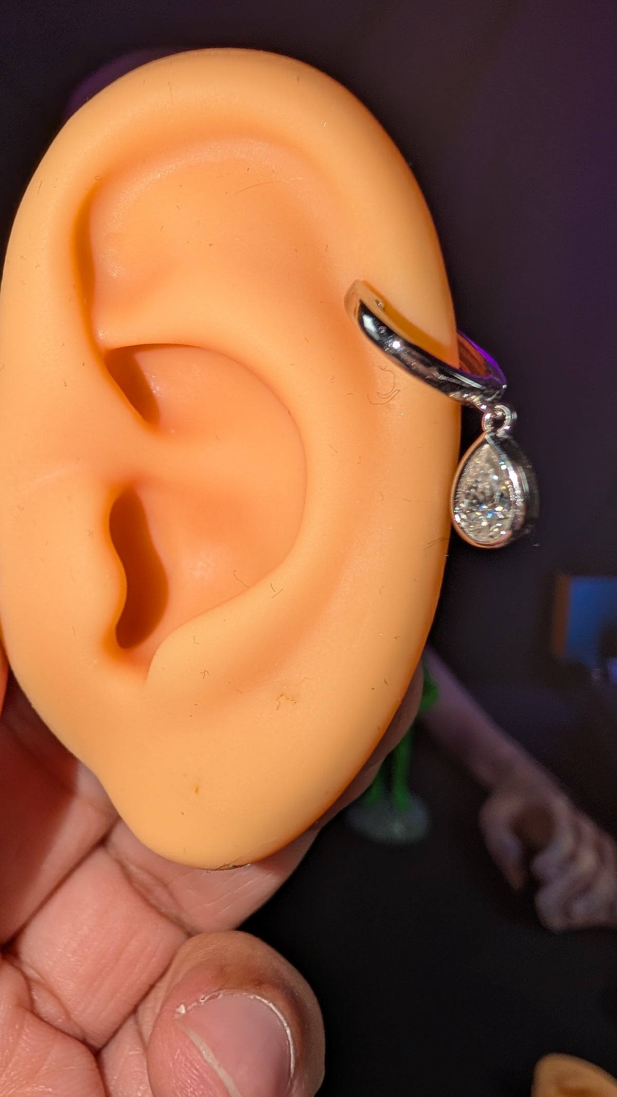 Galactic Ice Lunar Drop Moissanite Huggie Earring S925 Sterling Silver
