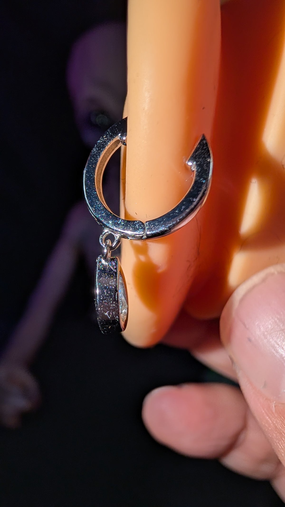 Galactic Ice Lunar Drop Moissanite Huggie Earring S925 Sterling Silver