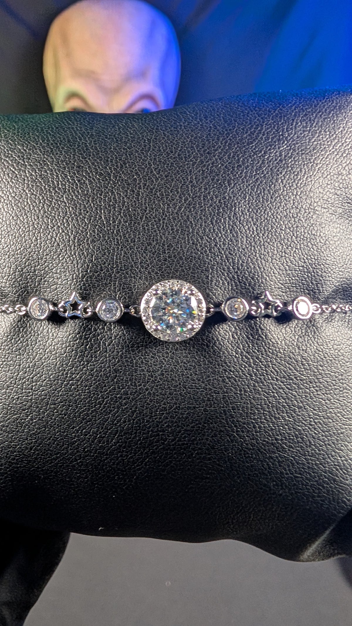 Galactic Ice 1CT Cosmic Orbit Moissanite S925 Sterling Silver Halo Bracelet