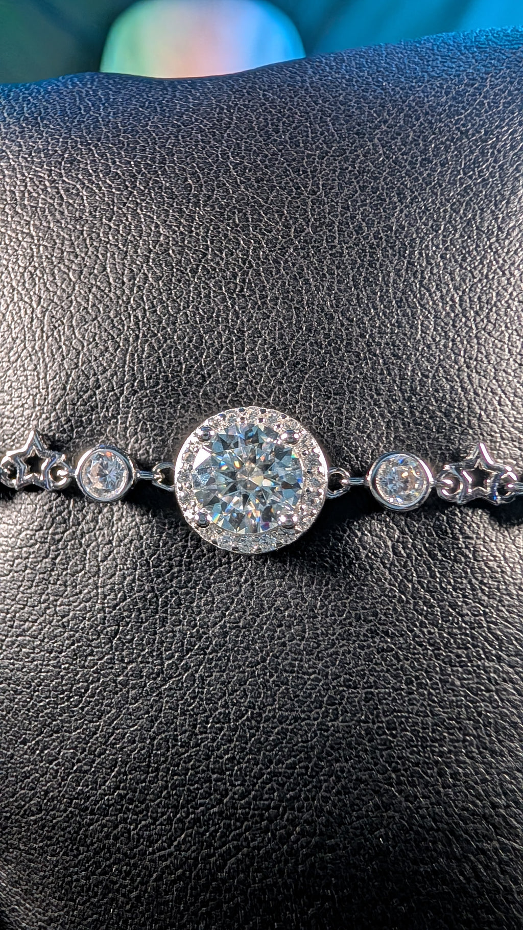 Galactic Ice 1CT Cosmic Orbit Moissanite S925 Sterling Silver Halo Bracelet