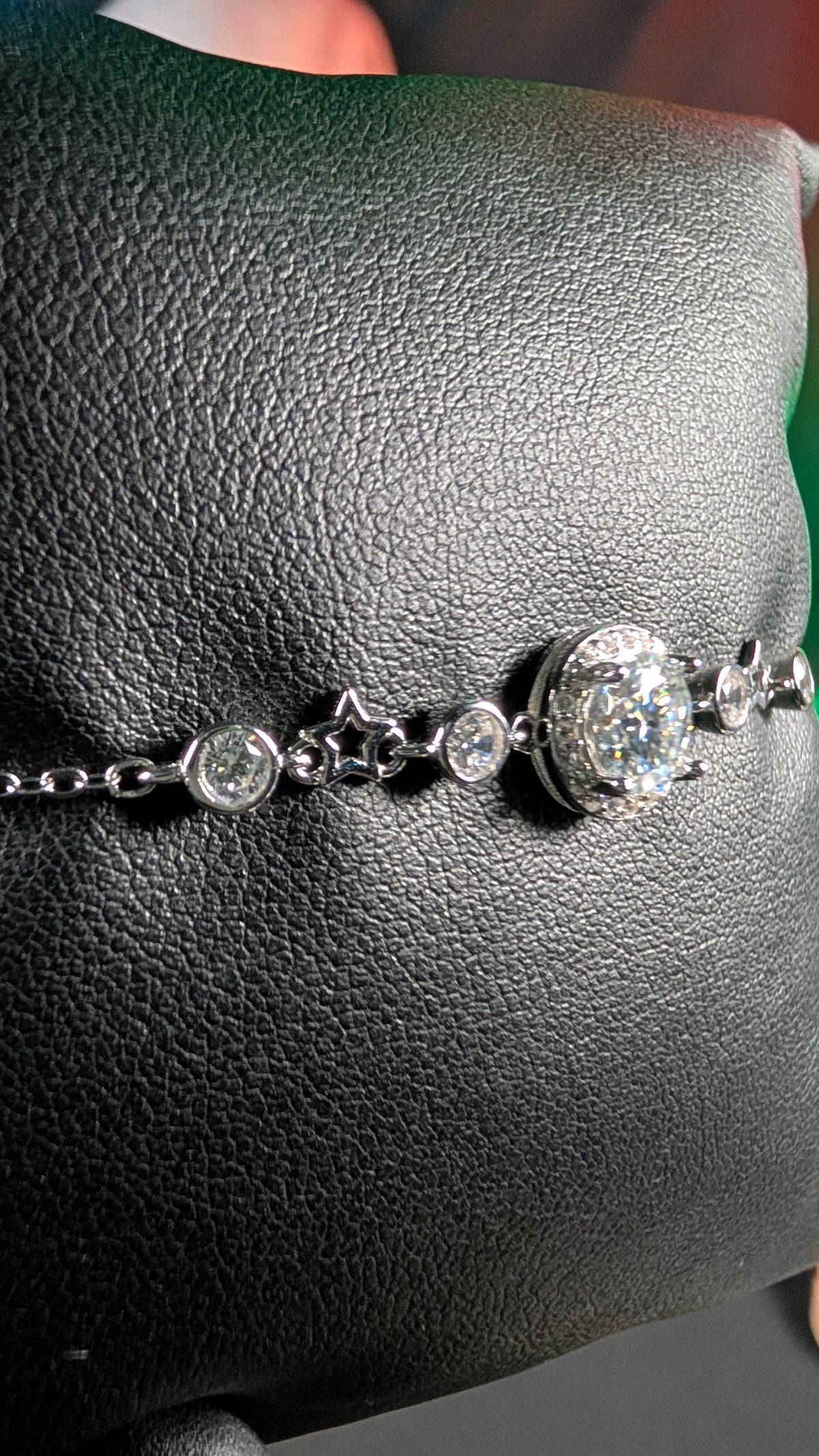 Galactic Ice 1CT Cosmic Orbit Moissanite S925 Sterling Silver Halo Bracelet