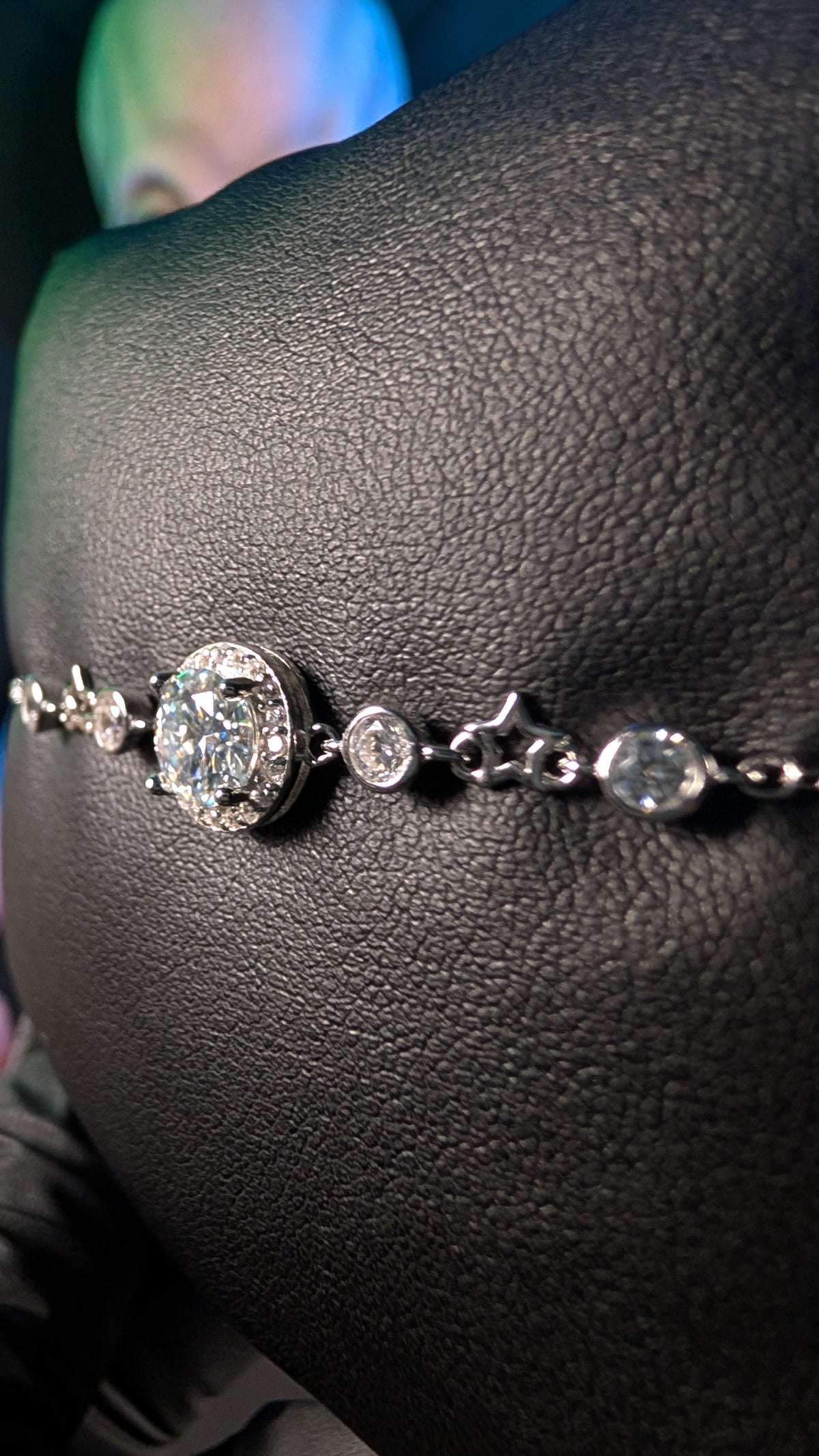 Galactic Ice 1CT Cosmic Orbit Moissanite S925 Sterling Silver Halo Bracelet
