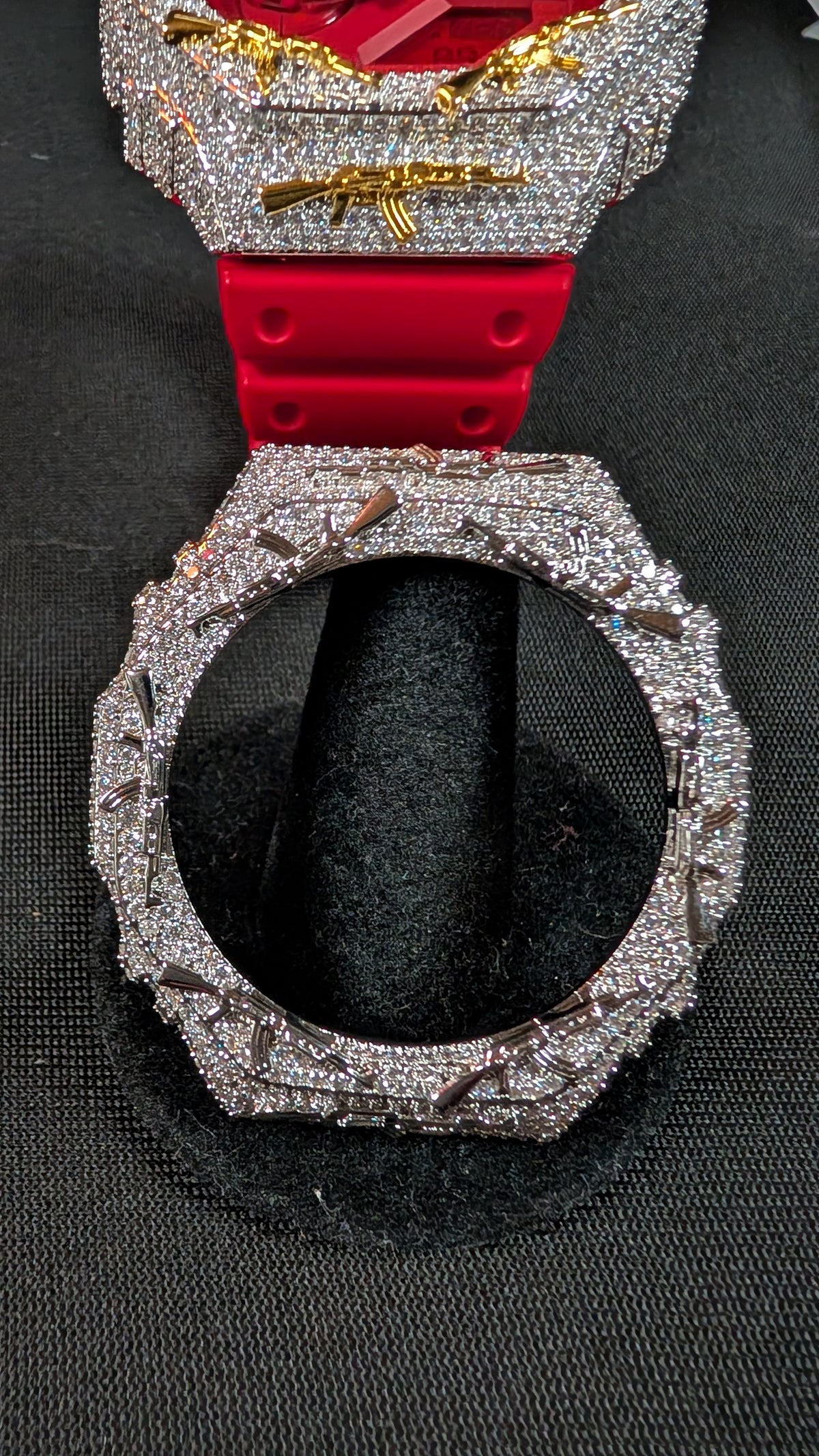 Galactic Ice – Cosmic Drip AK Edition | Gold-Plated Moissanite GA-2100 Watch Bezel