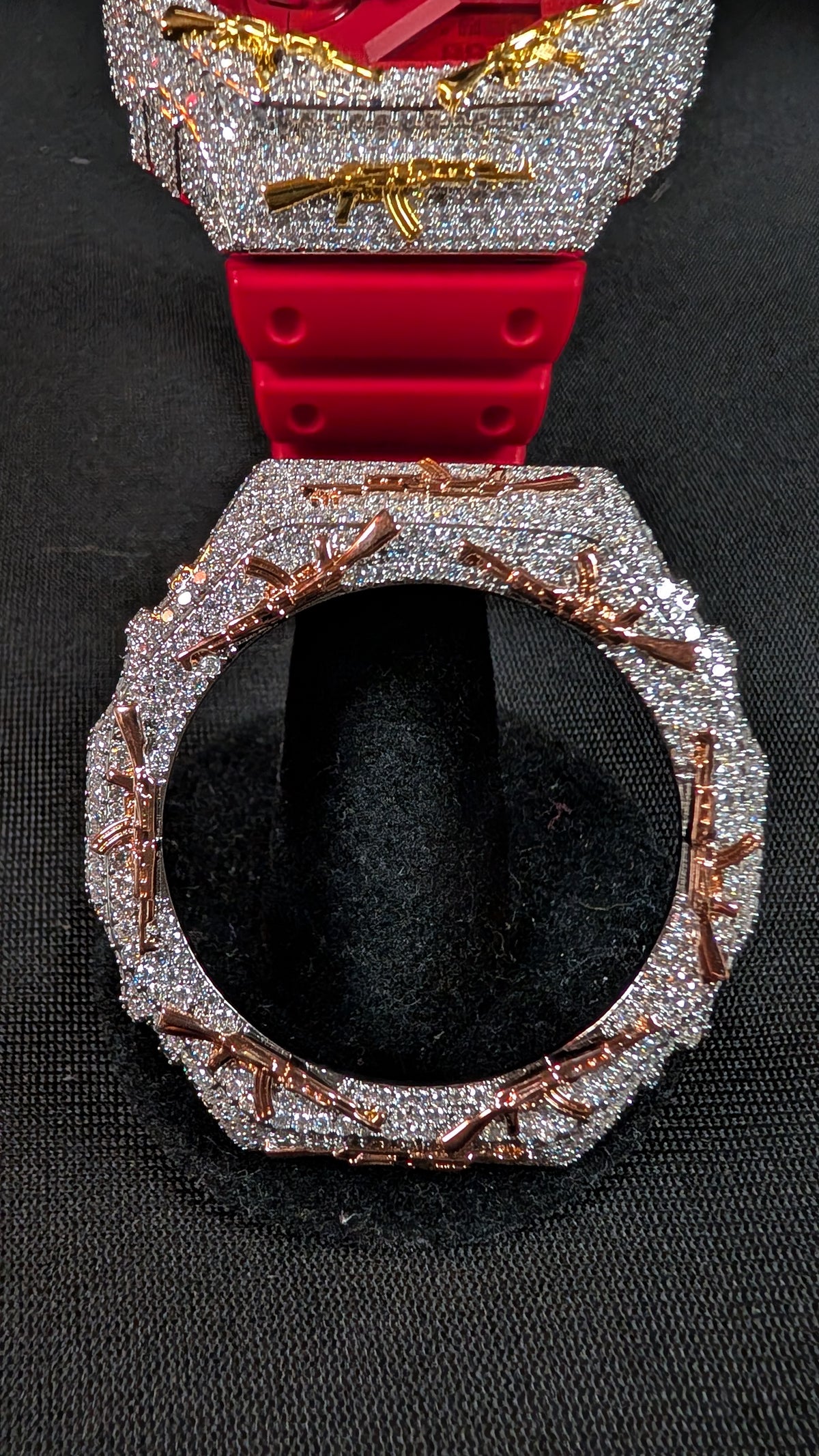 Galactic Ice – Cosmic Drip AK Edition | Gold-Plated Moissanite GA-2100 Watch Bezel