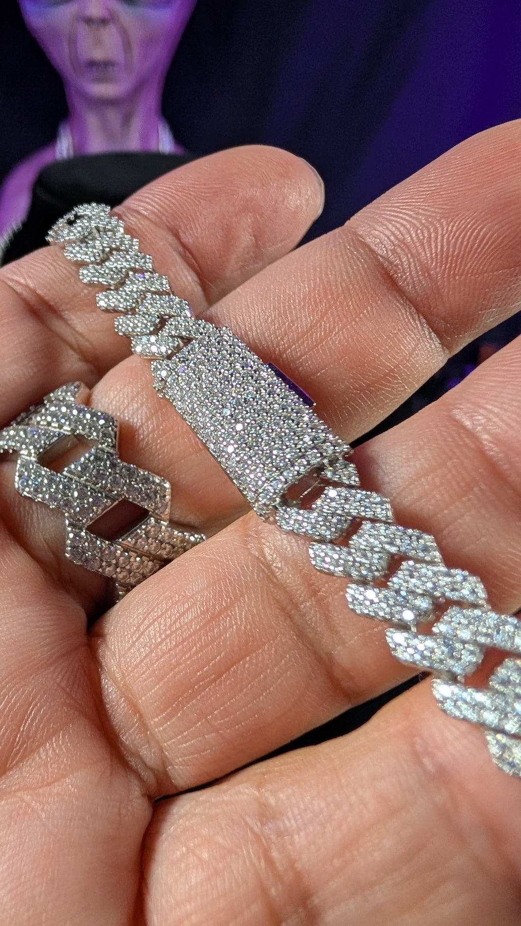 GALACTIC ICE | COSMIC DOUBLE DRIP – 8MM Two-Row Moissanite Cuban Link Bracelet