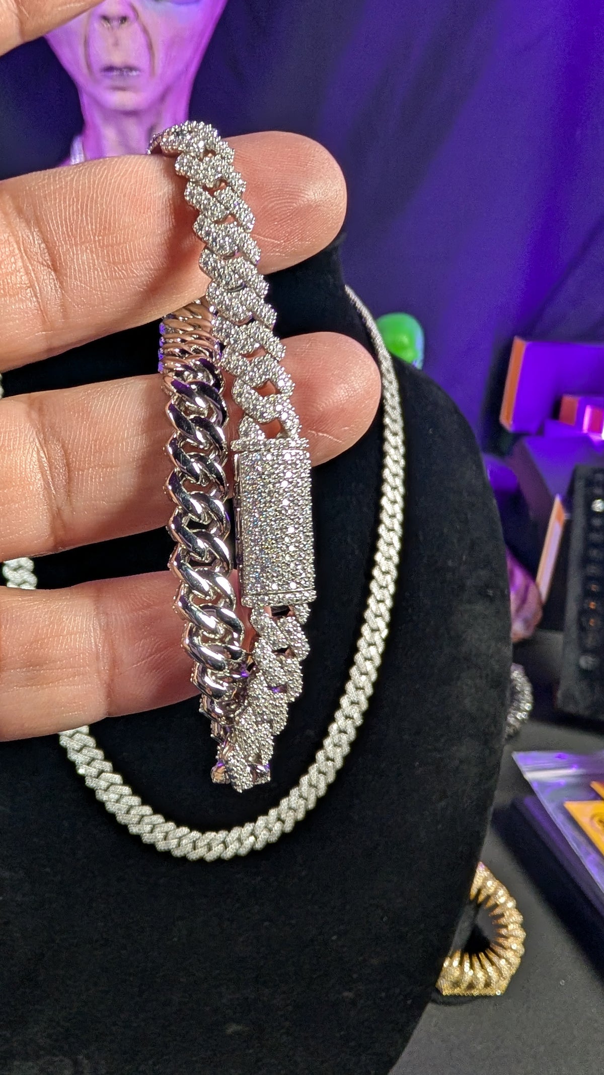 GALACTIC ICE | COSMIC DOUBLE DRIP – 8MM Two-Row Moissanite Cuban Link Bracelet