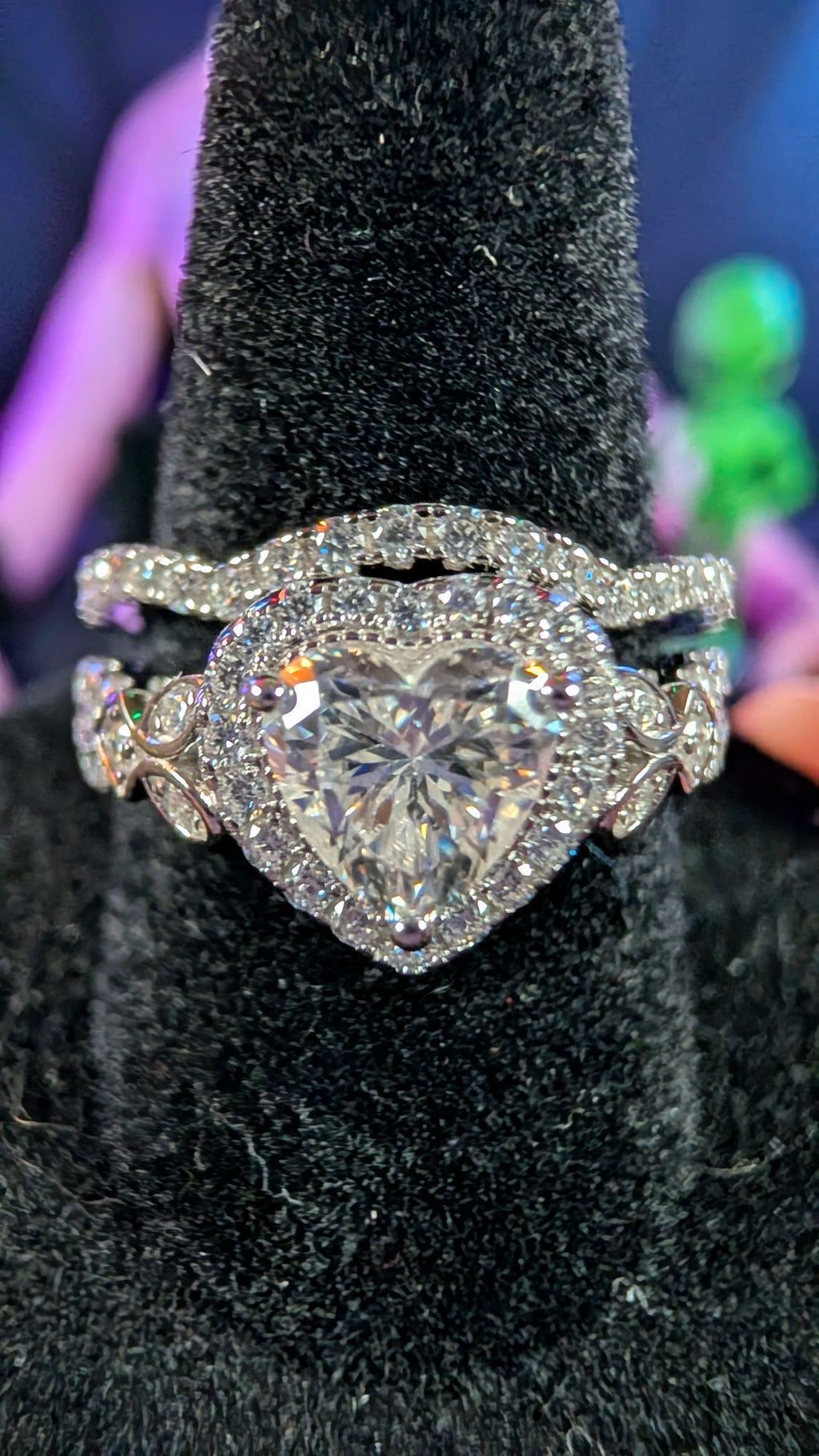 Galactic Ice Celestial Heart Moissanite Bridal Ring Set – S925 Sterling Silver
