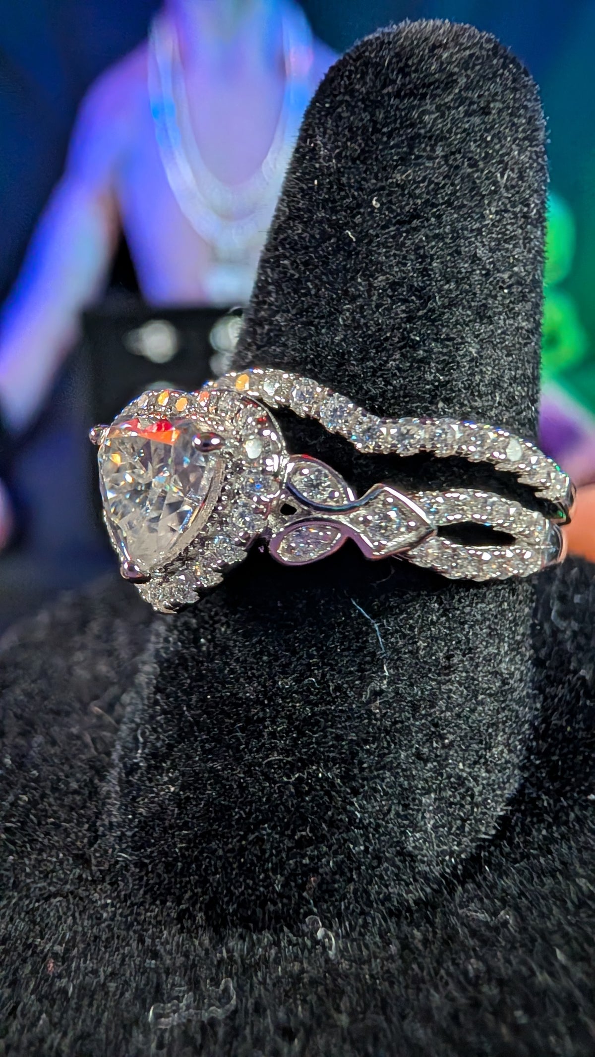 Galactic Ice Celestial Heart Moissanite Bridal Ring Set – S925 Sterling Silver