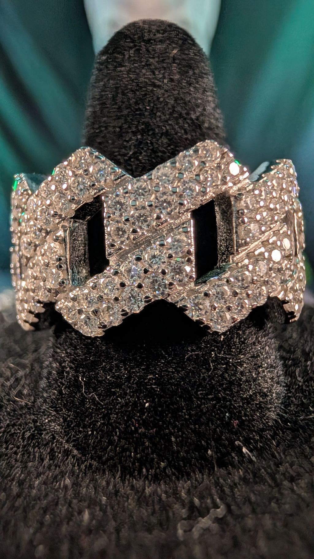Galactic Ice Infinity Nexus Moissanite S925 Sterling Silver Cuban Band