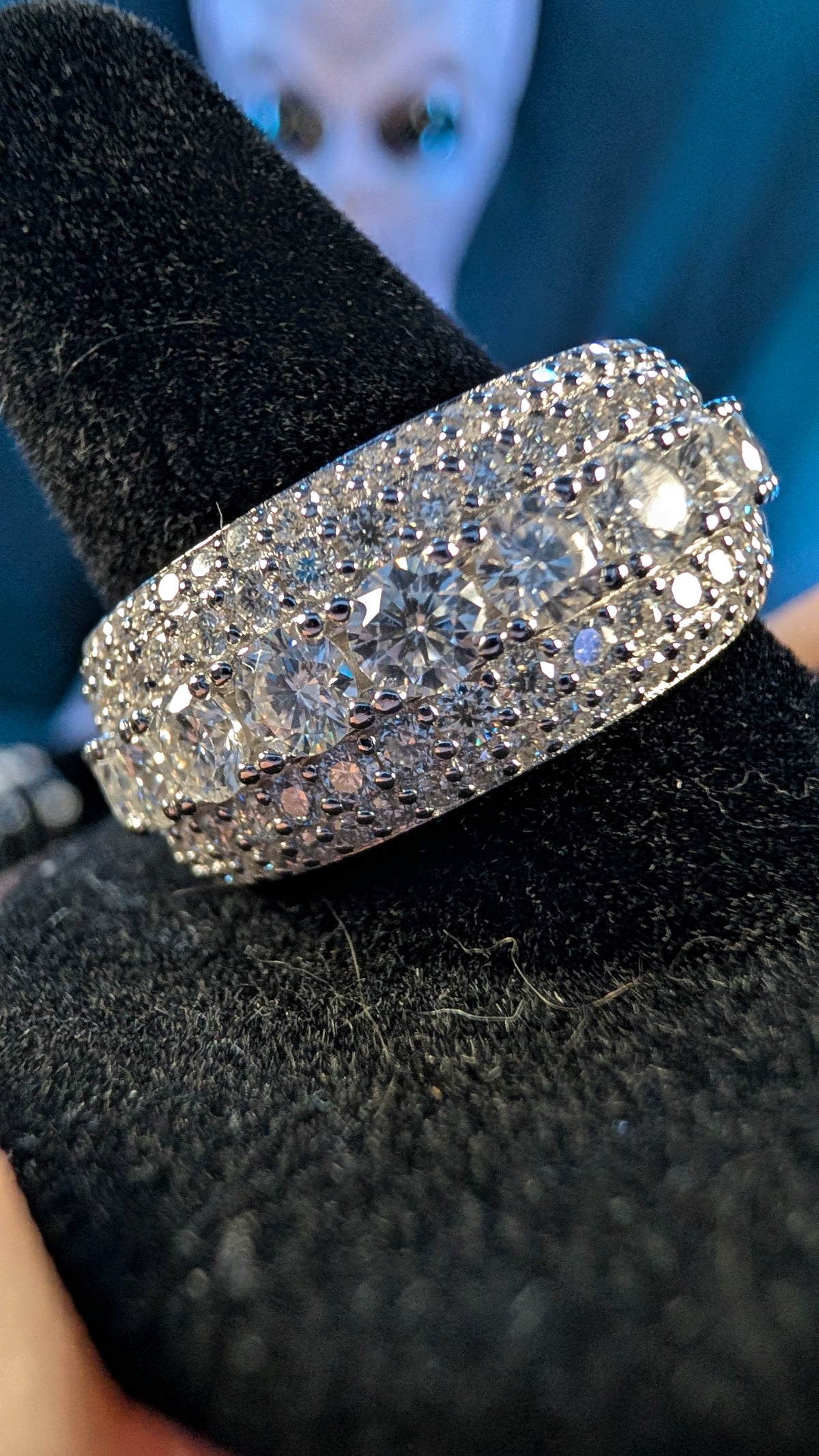 Galactic Ice Supernova Titan 5-Row Moissanite S925 Sterling Silver Band
