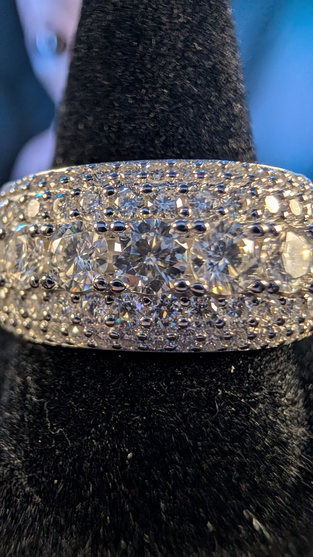 Galactic Ice Supernova Titan 5-Row Moissanite S925 Sterling Silver Band