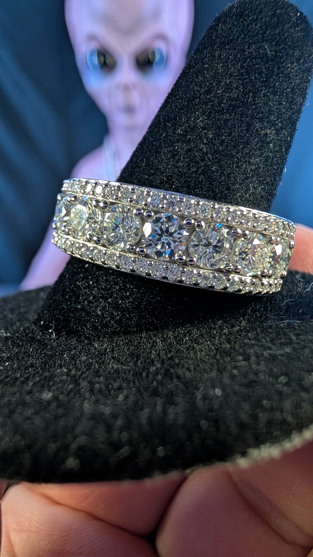 Galactic Ice 3-Row Supernova Royale Moissanite S925 Sterling Silver Band
