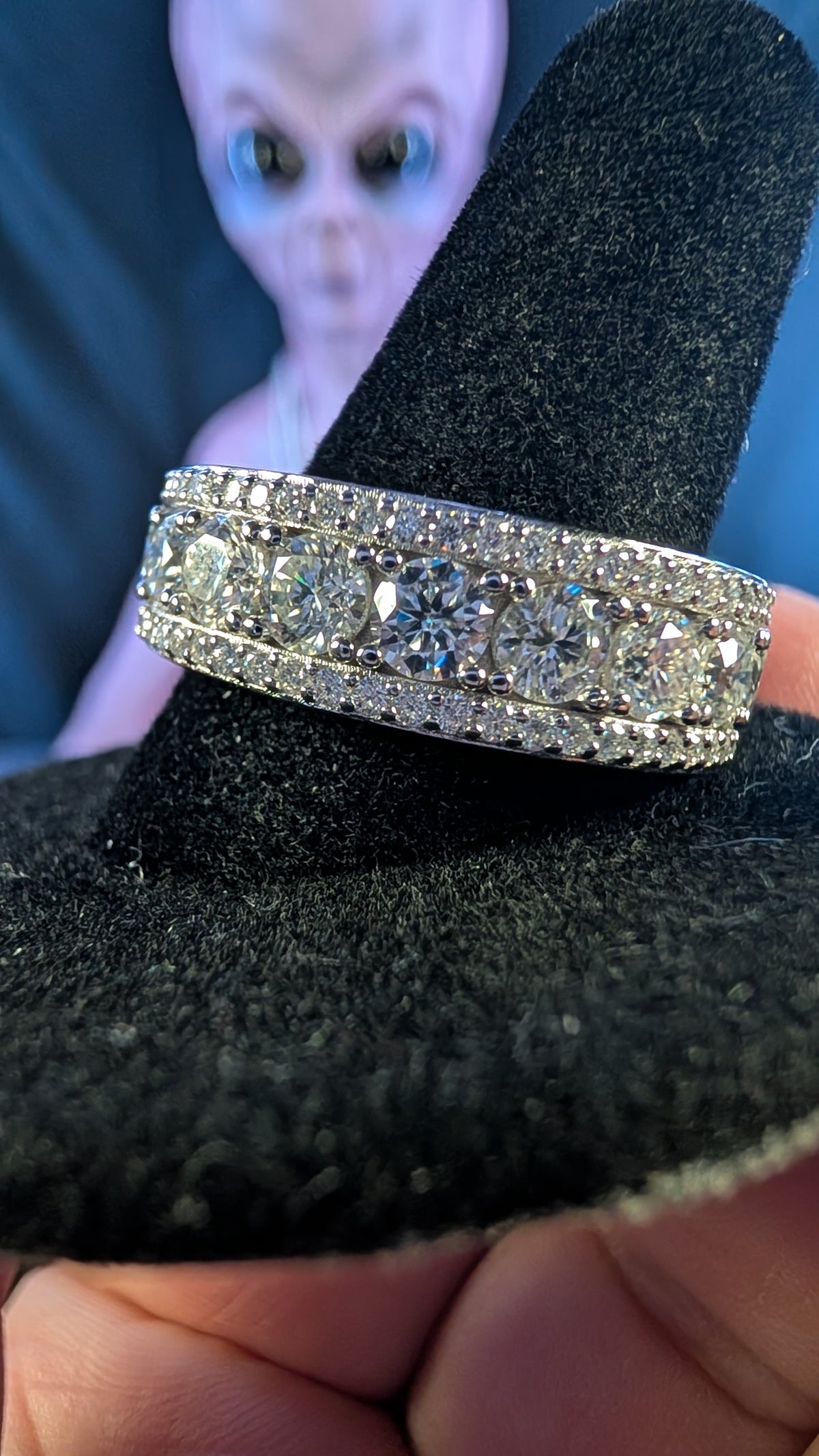 Galactic Ice 3-Row Supernova Royale Moissanite S925 Sterling Silver Band