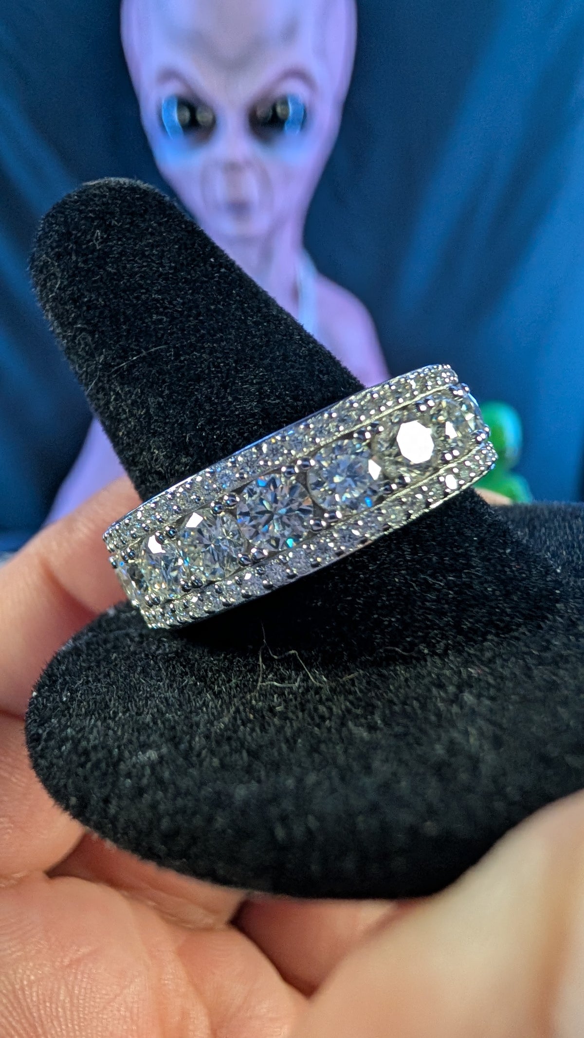 Galactic Ice 3-Row Supernova Royale Moissanite S925 Sterling Silver Band