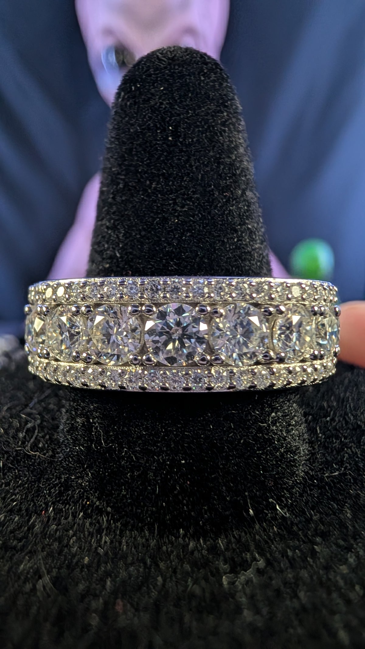 Galactic Ice 3-Row Supernova Royale Moissanite S925 Sterling Silver Band