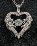 Galactic Ice Celestial Embrace Dancing Moissanite Winged Heart Pendant S925 Sterling Silver