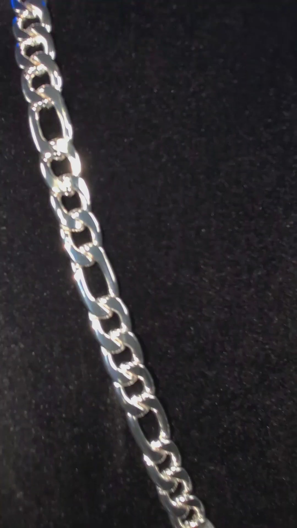 Plated Silver Orbit Link 24in 10mm Figaro Chain Necklace