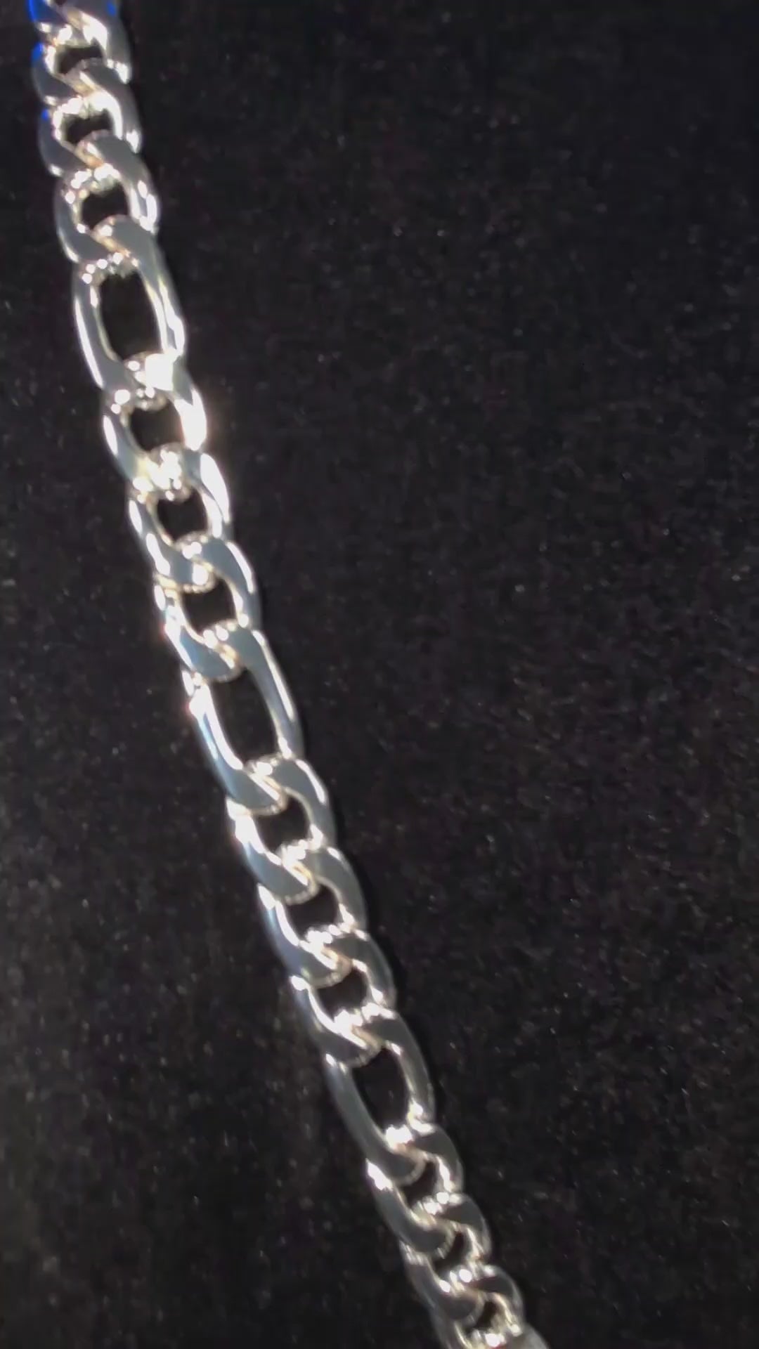Plated Silver Orbit Link 24in 10mm Figaro Chain Necklace