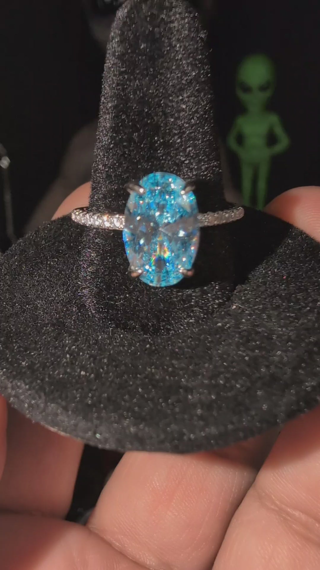 Lab Grown 4.5CT Aquamarine Oval Ring S925 Sterling Silver