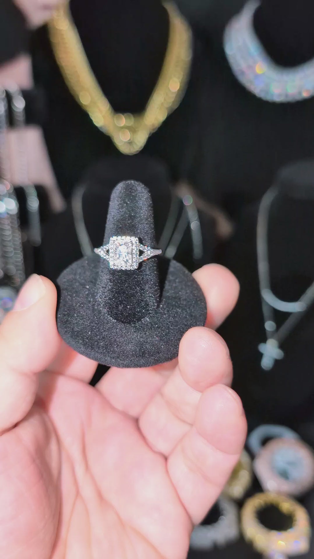 Glactic Ice 1CT Radiant Cut Moissanite Halo RIng