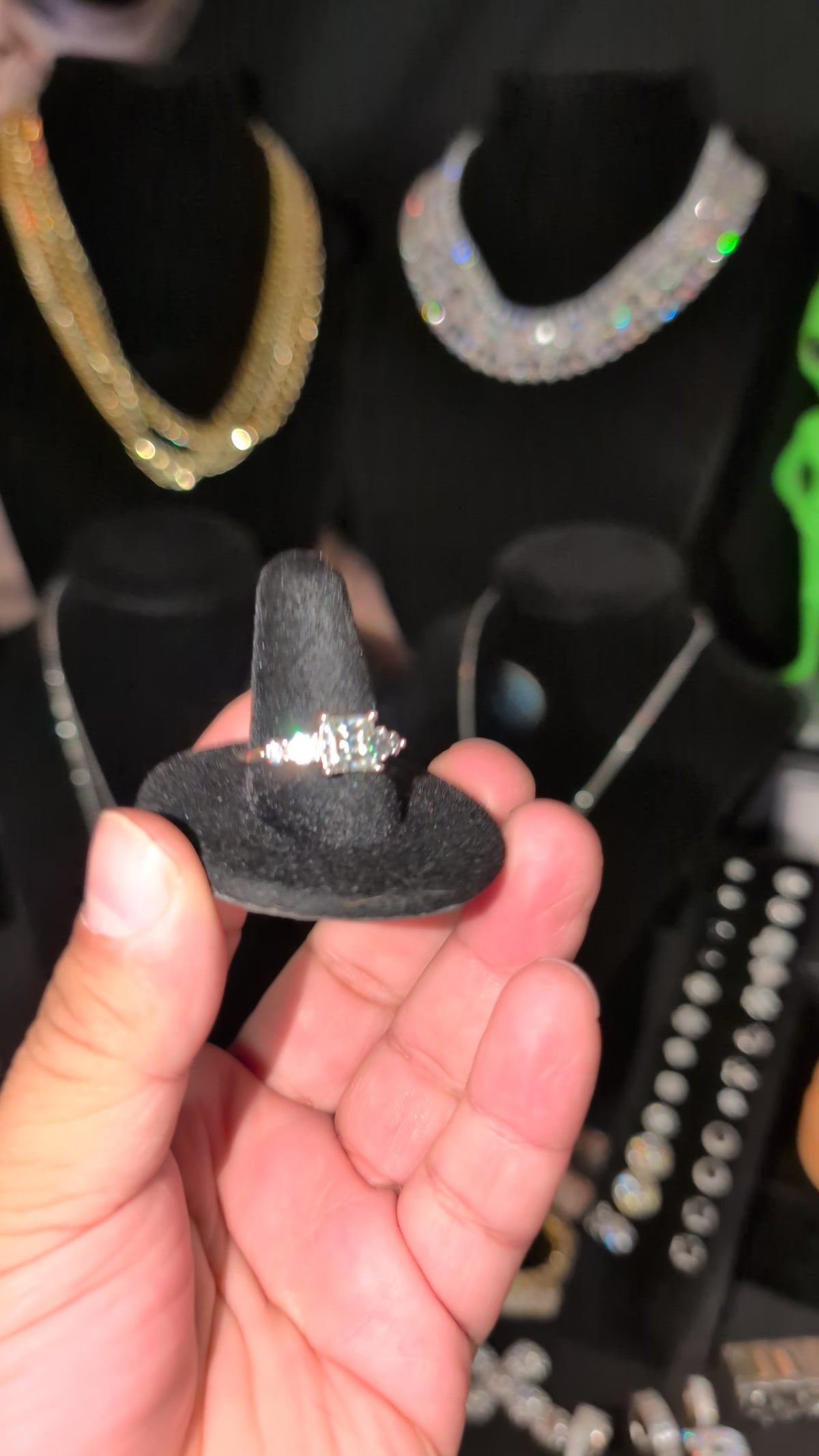 Plated Princess Cut Moissanite Ring